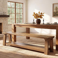 70.87" Long Solid Wood Dining Bench | Farmhouse Kitchen Bench with Storage Shelf for Dining Room, Kitchen, Entryway, Bedroom, Easy to Assemble