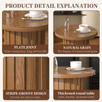 Fsbecl Farmhouse Pedestal End Table Round Side Table with Fluted Panel Rustic Drink Table for Small Space Living Room (Walnut)