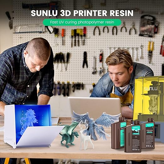 SUNLU 2000g Standard Resin for 3D Printer, Fast-Curing Photopolymer Resin for LCD/DLP/SLA Printers, 395-405nm UV, Low Shrinkage and High Precision, 2KG White