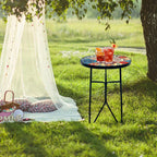 Mosaic Round Sode Tea Table, Outside Unique Furniture, Small End Outdoor Side Valentine's Day Dining Room Table, Indoor Balcony Outdoor Furniture, Balcony Patio Valentine's Day Decor