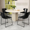 GOTMINSI Dining Chairs Set of 4, 18 Inch Modern Dinner Chairs, PU Leather Armless Dining Room Chairs with Sturdy Metal Legs and Upholstered Backrest for Kitchen (Black)
