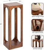 Kate and Laurel Dahl Mango Wood Square Tea Table, 10 x 10 x 30, Walnut Brown, Transitional Boho Wooden Accent Pedestal Table for Living Room Plant Stand or Small Bedroom Nightstand