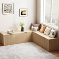 L Shaped Corner Dining Bench – Backless Breakfast Nook Bench with Hidden Storage, Space-Saving Kitchen Nook Bench for Dining Room, Entryway, or Apartment Use