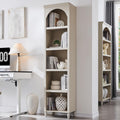 IFGET 76" Tall Arched Bookcase, Farmhouse Narrow Arch Bookshelf, Cream
