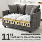 52'' Loveseat Sofa with Ottoman,Cloud Sofa Couch for Living Room | 27" Deep Seat & 2 Pillows, Modern Comfy Chenille Small Couch for Small Spaces, Apartment, Studio, Bedroom, Living Room