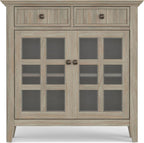 SIMPLIHOME Acadian Solid Wood 48 inch Wide Storage Bench that Seats 2 and 36 inch Wide Storage Cabinet in Distressed Grey for the Living Room, Entryway, and Family Room, Transitional Style