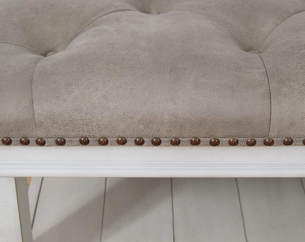 Signature Design by Ashley Kanwyn French Country Upholstered Square Ottoman Coffee Table, Whitewash