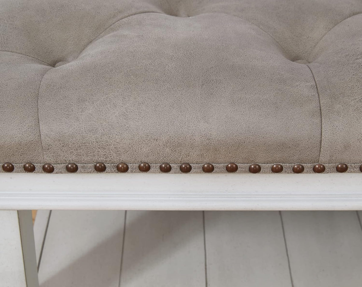Signature Design by Ashley Kanwyn French Country Upholstered Square Ottoman Coffee Table, Whitewash