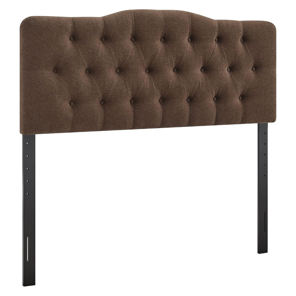 Modway Annabel Premium Linen Blend Queen Headboard in Cocoa - Soft Fabric Headboard Only with Diamond Button Tufting and 7 Height-Adjustable Positions
