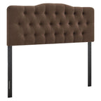 Modway Annabel Premium Linen Blend Queen Headboard in Cocoa - Soft Fabric Headboard Only with Diamond Button Tufting and 7 Height-Adjustable Positions