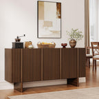 ONBRILL 63" Fluted Sideboard Cabinet with Storage Adjustable Shelves Walnut