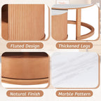 28" Marble Veneer MDF Nesting End Table, Nesting End Tables with Tiered Storage, Coffee Table Set with Hidden Drawer for Modern Compact interiors, Natural