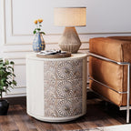 SUNBURY Round Night Stand Set of 2, Farmhouse Bedside Table, Farmhouse End Table, Vintage Wood Nightstand with Drawers, Round Accent Table for Living Room, Bedroom, No Assembly Required