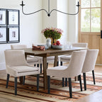 MALOL Upholstered Dining Chairs Set of 4, Mid-Back Kitchen Room Chair with Wood Legs, Corduroy Padded Dining Side Chairs for Dining Room, Beige