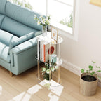 Clear Acrylic Narrow Side Table for Small Spaces, 15.75" L x 7.87" W x 26.7" H, 3 Tier Oval Slim End Table Nightstand, Small Minimalist Skinny Bedside Table for Bedroom, Bathroom, Living Room