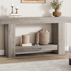 GarveeHome Entryway Console Table, Farmhouse 2-Tier Entryway Table, Long Sofa Accent Table Behind Couch Table with Open Storage for Entrance, Living Room, Hallway, Light Grey, 63"