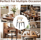 Wooden Dining Chairs Set of 4, Modern Farmhouse Fabric Upholstered Kitchen Chairs with Curve Back, Mid-Century Dining Room Chairs for Living Room Kitchen Vanity Restaurant Cafe with Black Legs, Beige