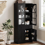 IDEALHOUSE 71.9" Tall Storage Cabinet with 30mm Thickened Board, Tempered Glass Doors & Anti-Tipping Kit, Pantry Storage Cabinet for Kitchen, Dining Room, Living Room