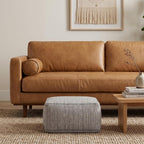 SIMPLIHOME Nate 20" Wide Square Pouf in Patterned Grey Melange Cotton