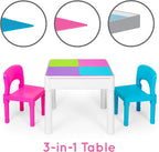 Play Platoon Kids Activity Table Set, Pastel, Building Brick Table | 2 Chairs & Jumbo Bricks Included, Compatible with All Major Brands