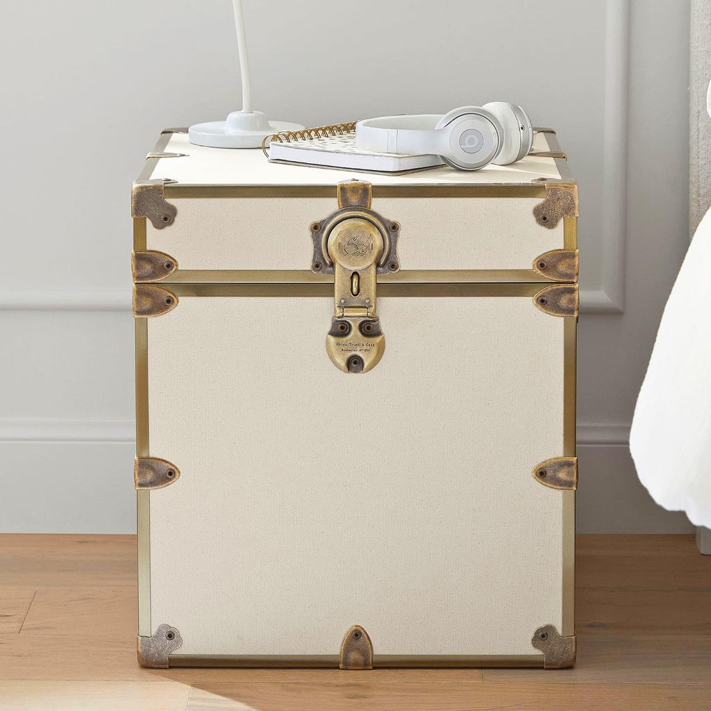 Rhino Classic College Dorm Cube Trunk, Antique Brass Storage Chest, Bench | 1500+ lb Capacity, Home Storage, Office Storage, Dorm Room, Coffee Table