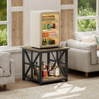 GreenForest End Table with 2-Tier Storage Shelf, 19.7 inch Side Table for Living Room, Modern Nightstand Bedside Table for Bedroom Office, Grey Wash