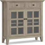 SIMPLIHOME Acadian Solid Wood 48 inch Wide Storage Bench that Seats 2 and 36 inch Wide Storage Cabinet in Distressed Grey for the Living Room, Entryway, and Family Room, Transitional Style