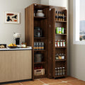 Kitchen Pantry Storage Cabinet, 63" Single Door Buffet Cupboard Sideboard with Shelves & Cabinet Door Organizers, Space-Saving Freestanding Storage Floor Cabinet for Kitchen, Dining Room, Walnut