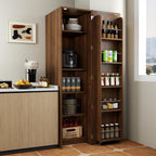 Kitchen Pantry Storage Cabinet, 63" Single Door Buffet Cupboard Sideboard with Shelves & Cabinet Door Organizers, Space-Saving Freestanding Storage Floor Cabinet for Kitchen, Dining Room, Walnut