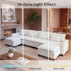 URRED Oversized Modular Sectional Sofa，Solid Beige：157" U Shaped | Modern Comfy Cloud Couch with Movable Ottoman and Pillow, Deep Seat Couches for Living Room, Bedroom or Apartment