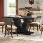 Tribesigns 47-Inch Dining Table for 4, Black Kitchen Dinner Table with Heavy Duty Pedestal, Farmhouse Wooden Eating Table for Home, Dining Room, Small Space, Black