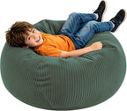 LPMOERA Soft Corduroy Kids Bean Bag Chair with Memory Foam Filling Green | Hidden Zipper,Versatile Home Decor,Floor Sofa,Suitable For Rest & Lounge,Pull-Handle