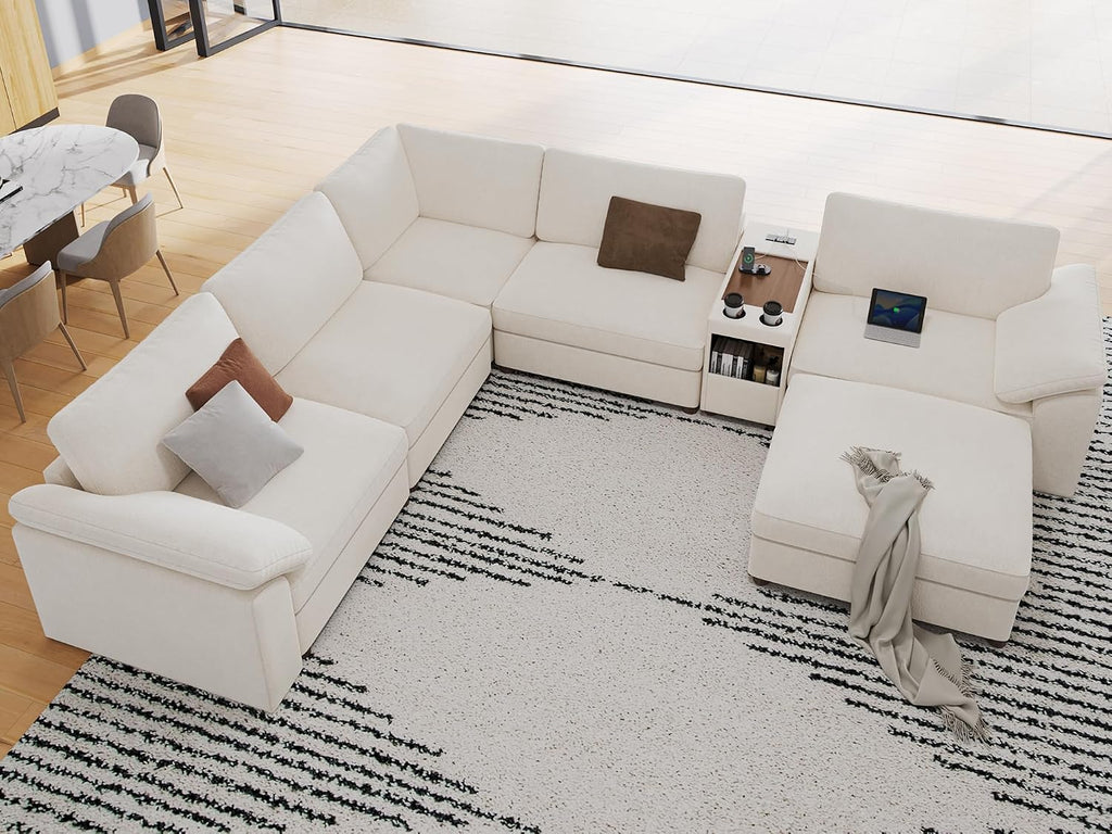 EASE MOOSE L Shape Sectional Modular Sofa,Oversized Modular Cloud Sofa | Modern Comfy white Modular Couch deep set sofa