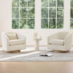 CHITA Swivel Accent Chair, Fully Assembled Fabric Barrel Armchair with FSC Certified Upholstered for Living Room, Bedroom and Office, Cream