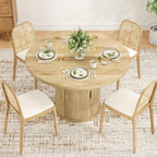 43.3'' Round Dining Table with Hidden Storage Space, Wooden Circle Kitchen Dinner Table for Dining Room Living Room, Easy Assembly, Natural