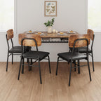 GarveeHome Dining Table Set for 4 with Storage Rack, Brown | 5-Piece Kitchen Table and Upholstered Chairs, Wood Tabletop, Heavy-Duty Metel Frame, for Small Space, Apartment, Kitchen Room