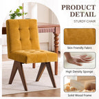 Rowill Modern Upholstered Dining Chairs Parsons Chair Linen Fabric Kitchen Chairs Tufted Armless Dining Room Chairs with Wood Legs Set of 4, Yellow