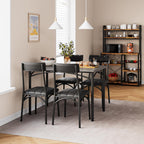 CABIHOME Dining Table Set for 4, Kitchen Table Set for 4, Dining Room Table Set with Upholstered Chairs, Rectangle Kitchen Table Set for Small Space, Apartment, Studio, Gray