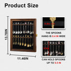 18 Souvenir Tea Spoon Display Case Wall Mount Lockable UV Protection Acrylic Door Wood Display Rack Stand for Spoon Collection(Fire Burning Color)