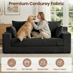 JUIKURY Couches 70 inch: 3-in-1 Convertible Sofa Bed Futon Couch Bed, Oversized Loveseat Sleeper Sofa with 5 Pillows, Black Small Couch for Living Room, Bedroom & Small Space