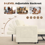 Nebuaegis Sleeper Sofa Bed,3-in-1 Convertible Pull Out Couch with Adjustable Backrest for Living Room,Loveseat Sofa Bed with Side Pockets,Easy Assembly,Beige,1 PCS