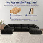157.6" Oversized Cloud Sofa with 2 Ottomans, Modern Corduroy U Shaped Modular Sectional Couch, Deep Seat Floor Furniture Set, No Assembly Required (4 Seater+2 Ottoman)