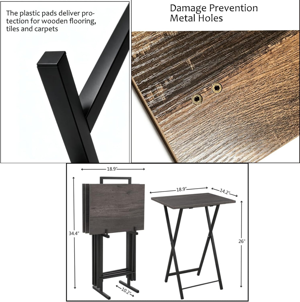 Folding TV Tray Table, Set of 2 Small Table, TV Dinner Table, Snack Tray Table Set, Portable Foldable Desk, Sofa Side Table, TV Tray Table for Couch, Living Room, Small Space