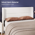 IDEALHOUSE Queen Size Bed Frame, Velvet Bed with Wingback Headboard, White
