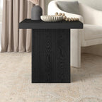 Henn&Hart 22" Fluted Modern Wooden Square End Table, Ribbed Side Table, Nightstand for Living Room, Office, Family Room, or Bedroom, Natural Black