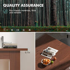 PatioPerk 54.3" to 84.5" Rectangular Extendable Dining Table, Solid Wood Expandable Kitchen Table with Hidden Leaf, Space Saving Dining Table for 4-8 People, Modern Dining Room Table(Bright Brown)