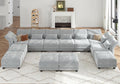 LLappuil 179" Oversized Modular Sectional Sofa with Storage Seat 12 Piece Large Sectional Couches for Living Room with Adjustable Arms Backs, Convert to U/L/Sleeper Sofa, Grey Chenille