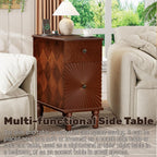 Wood End Table with Charging Station, Fully Assembled Slim Side Table with Drawers, Narrow Nightstand Bedside Table for Small Spaces, Living Room, Bedroom,Walnut