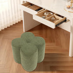 Pouf Ottoman, Flower Footrest Vanity Stool, 14.96"x15.74" Footstool Ottomans, Decorative Floor Poufs Foot Rest for Couch Bedroom Living Room Makeup Room Entryway (Green)