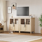 Garvee Large Buffet Cabinet with Storage, Sideboard Buffet Cabinet with Glass Doors, Modern Farmhouse Storage Cabinet Table for Kitchen Dining Room, Living Room (Pear Wood, Glass with 2 Doors)